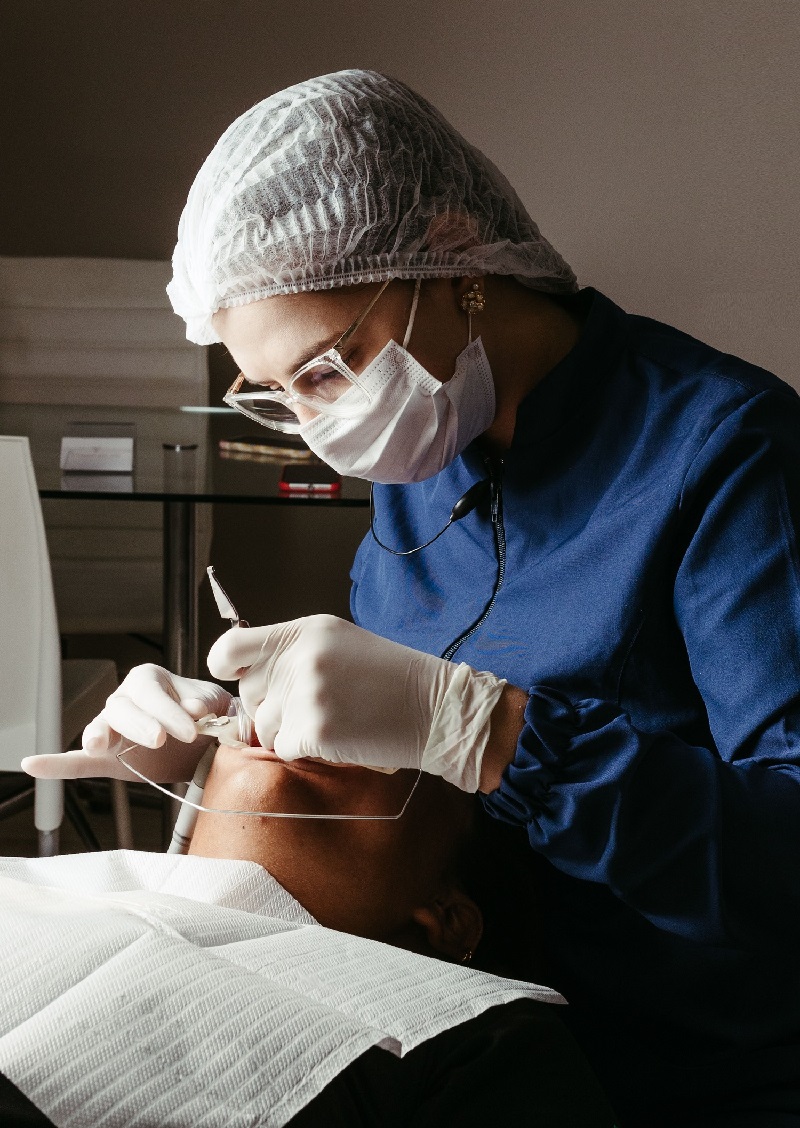 Dental professional at work